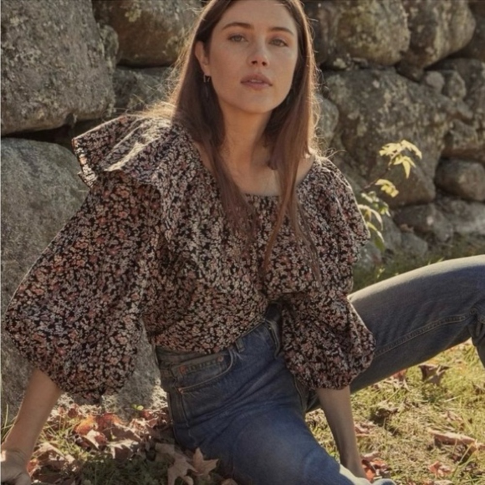 Dôen Cielito Ruffle Top in Harvest Meadow Floral Size XXS